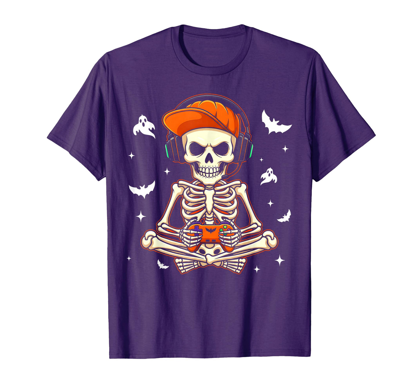 Funny Gaming Hallowen Skeleton Gamer Video Kids Boys T-Shirt