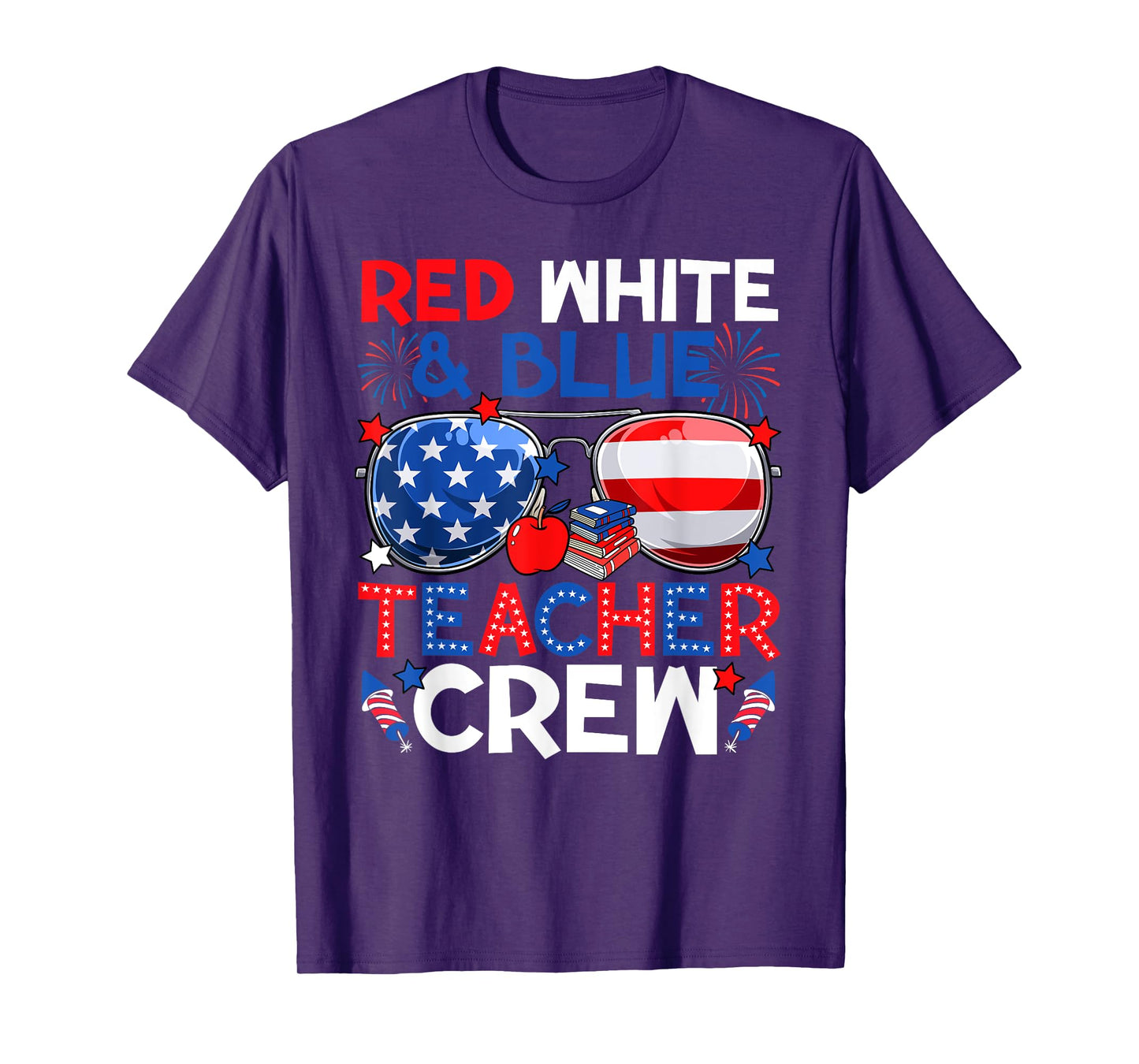 4th Of July Red White & Teacher Crew American Flag T-Shirt for Women Men