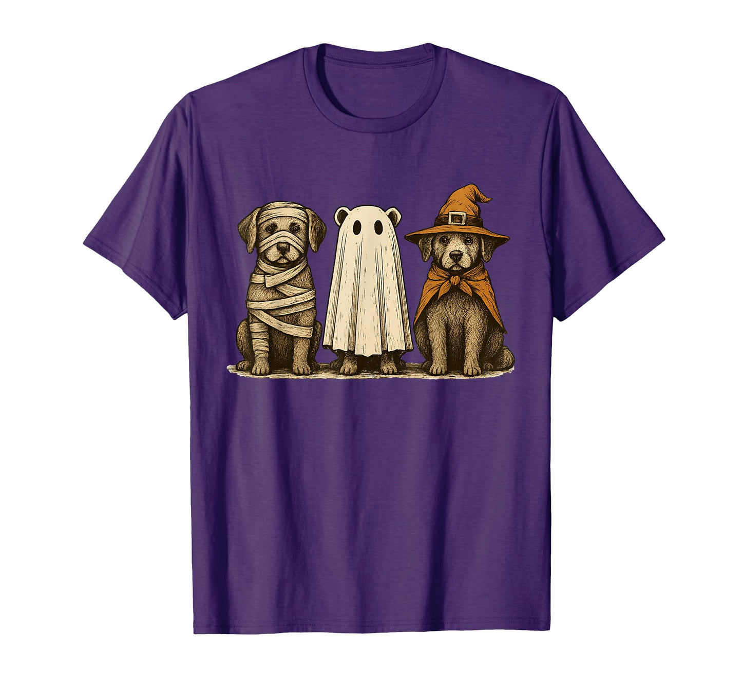Cute Halloween Dogs Ghost Witch Mummy Funny Costume T-Shirt