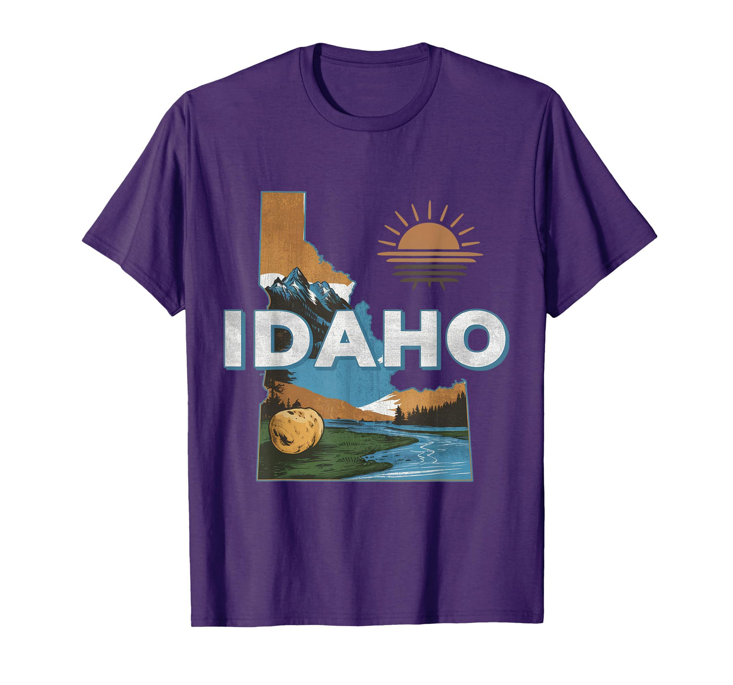 Idaho USA State Potato Mountains Scenic River Souvenir T-Shirt