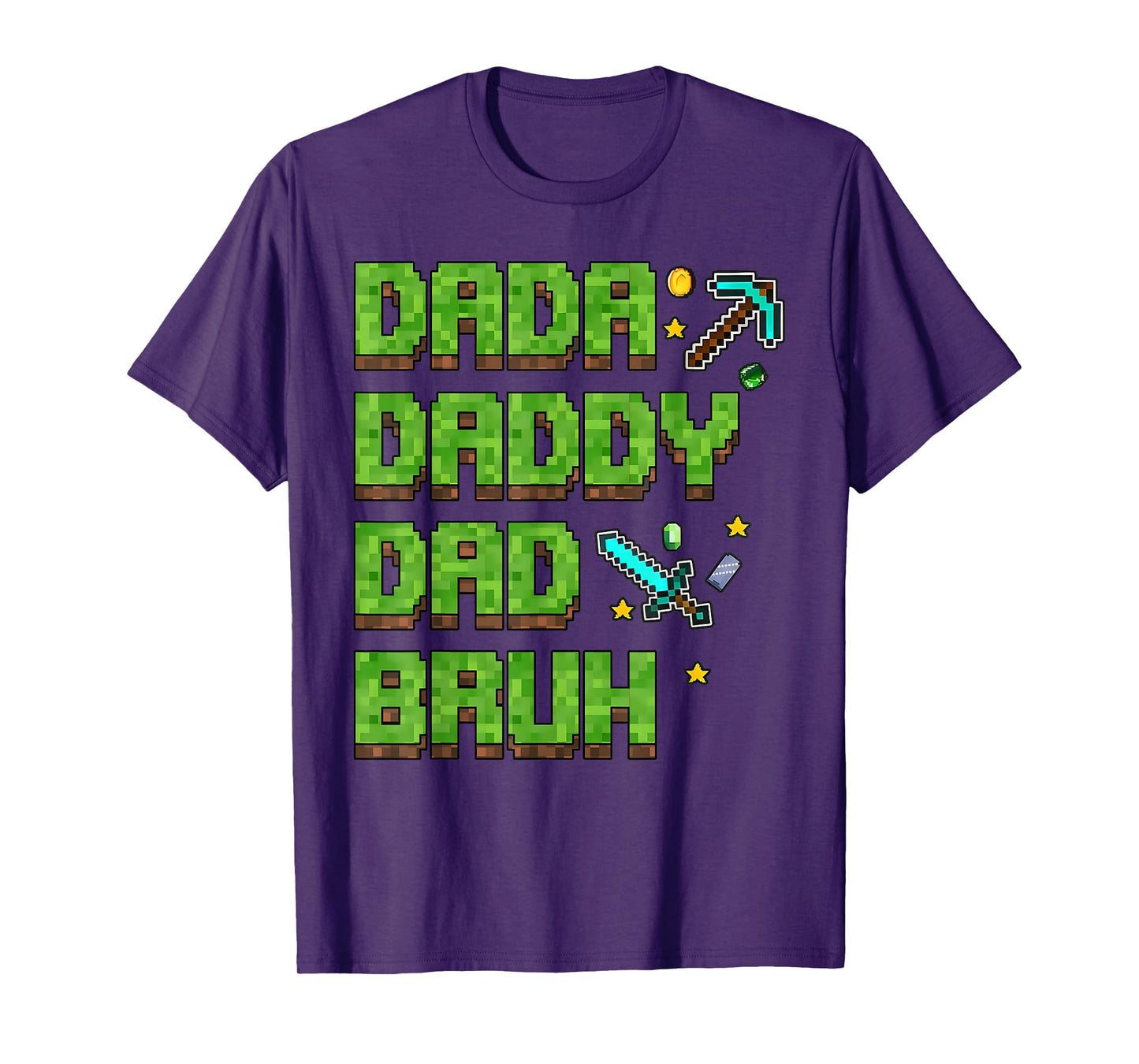 Dada Daddy Dad Bruh Gifts Father's Day Game Pixel T-Shirt