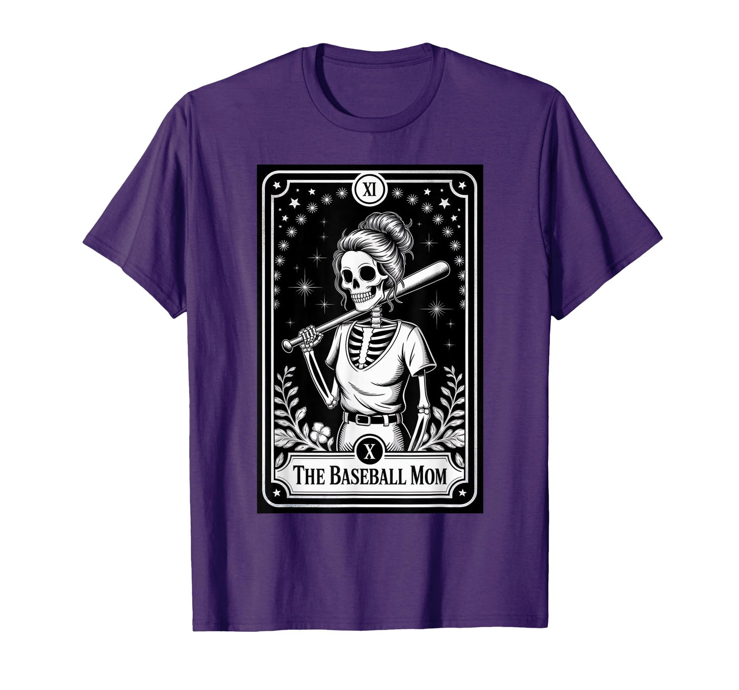 Funny Baseball Halloween Tarot Card Baseball Skeleton Mom T-Shirt