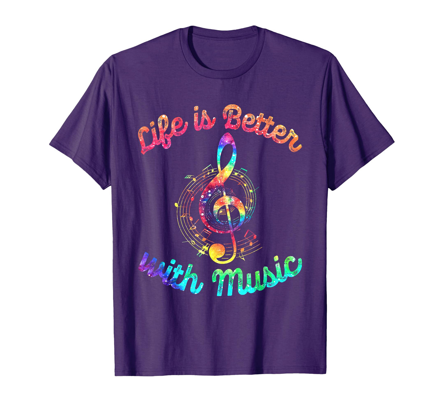 Life Is Better With Music Notes Symbol Tie Dye Musician T-Shirt