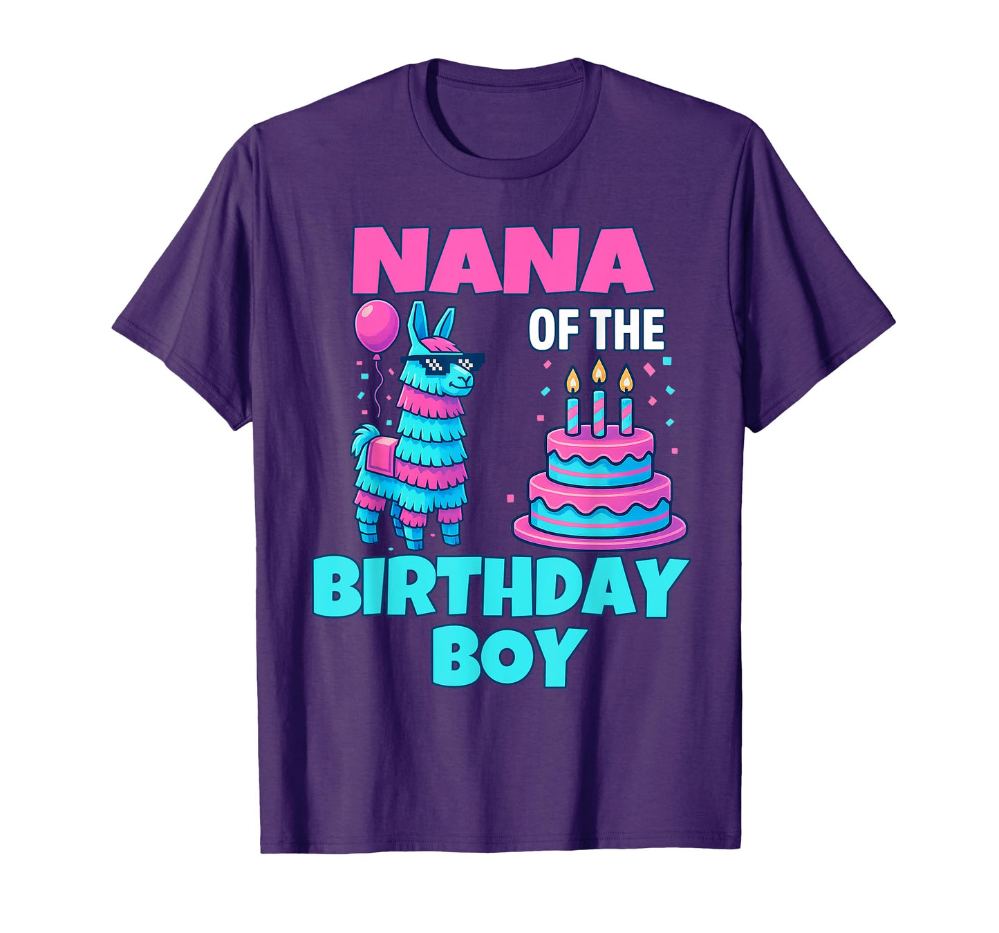 Nana of Birthday Boy Llama Pinata Party family mathing women T-Shirt