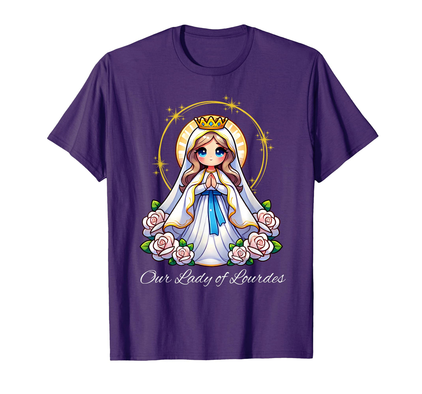 Our Lady of Lourdes Pray Mary Cute Women Catholic Girls kids T-Shirt