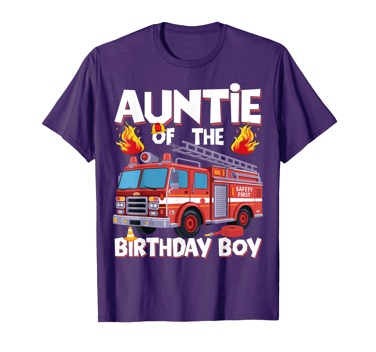 Auntie of The Birthday Boy Fire Truck Firefighter Aunt Bday T-Shirt