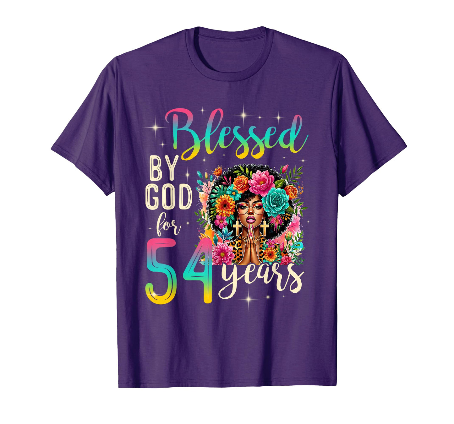 Black Girl Blessed by God for 54 Years Christian Birthday T-Shirt