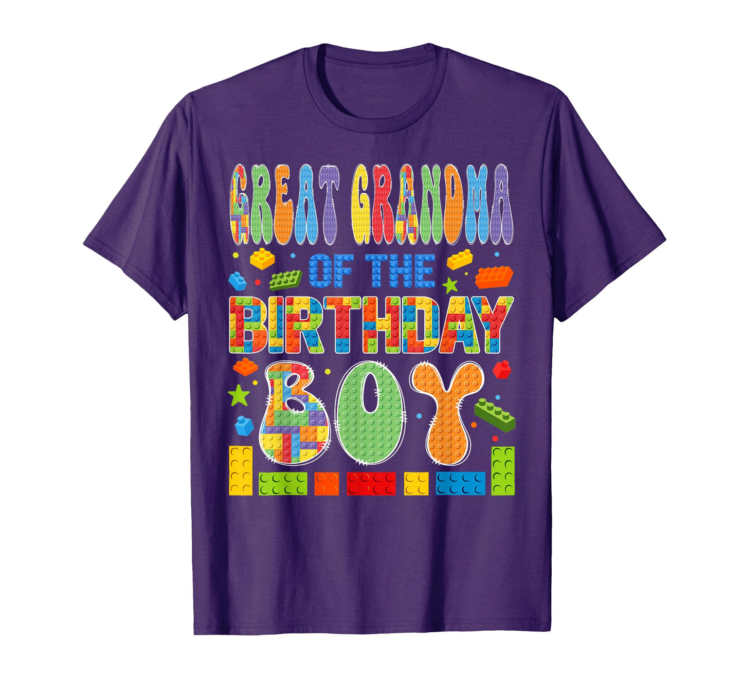 Great Grandma Of The Birthday Boy Building Block Birthday T-Shirt