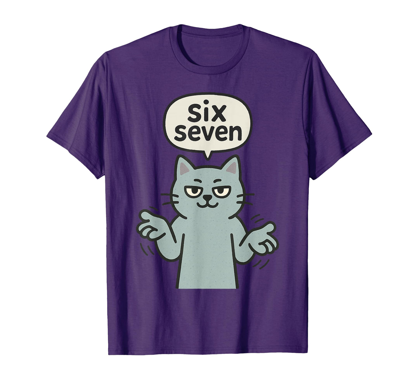 67 Six Seven 6-7 Cat - Funny Kids Gaming Brainrot Meme T-Shirt