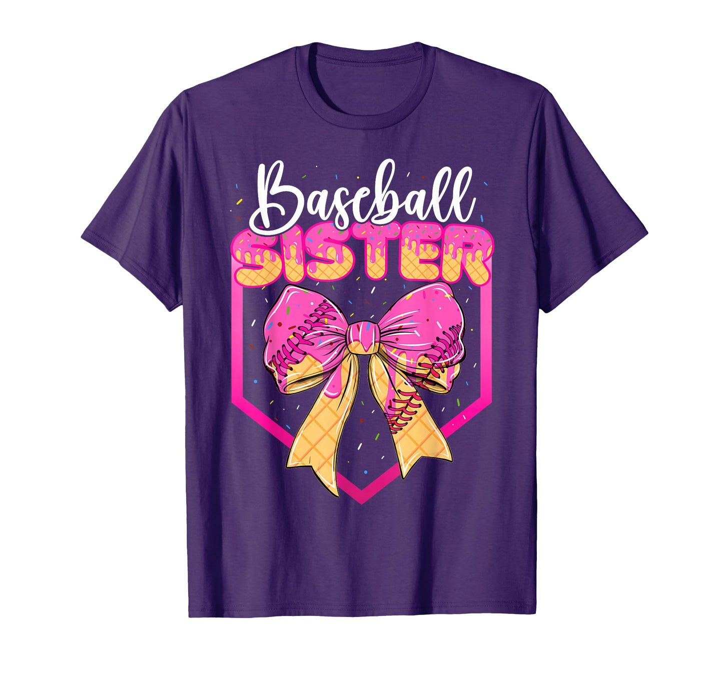 Baseball Sister Drip Ice Cream Drip Girls Sprinkle Youth T-Shirt