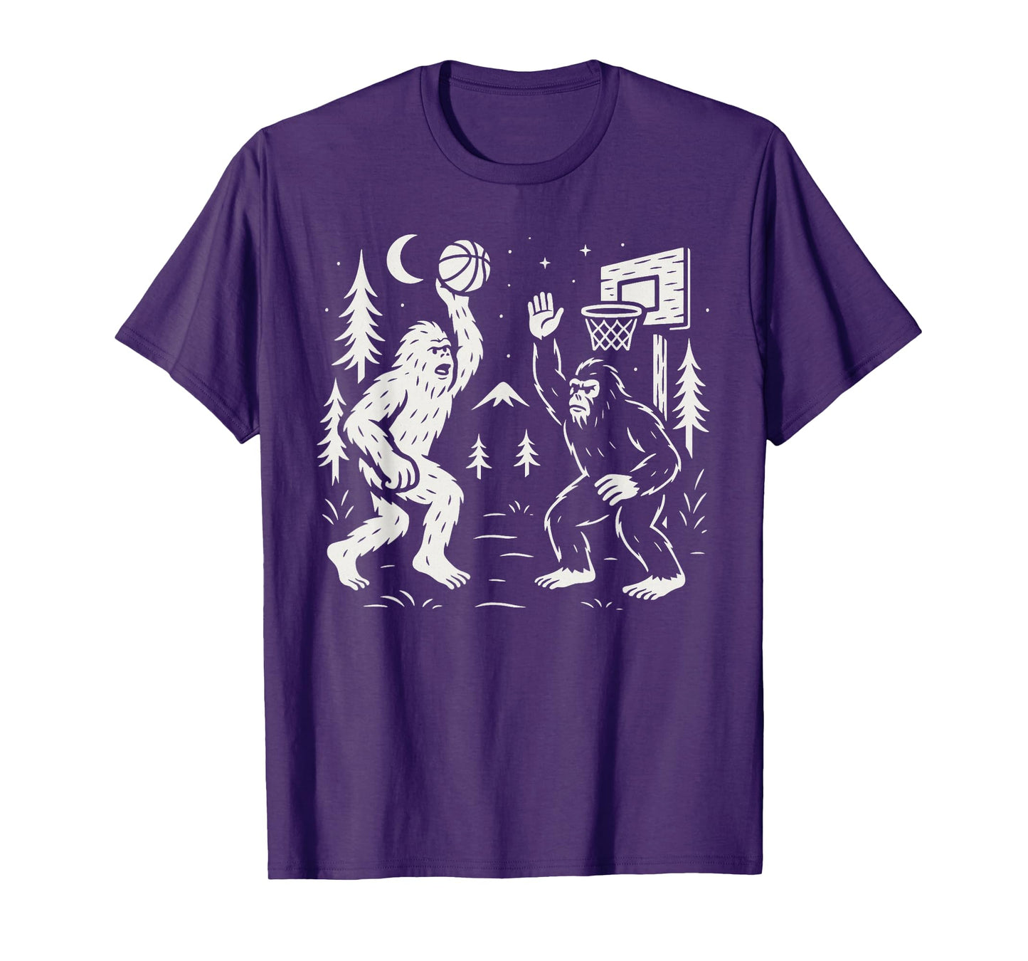 Funny Bigfoot and Yeti Playing Basketball in The Forest T-Shirt