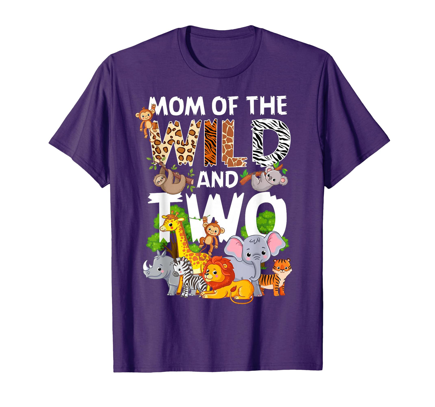 Mom Of The Wild Two Zoo 2nd Birthday Safari Jungle Animal T-Shirt