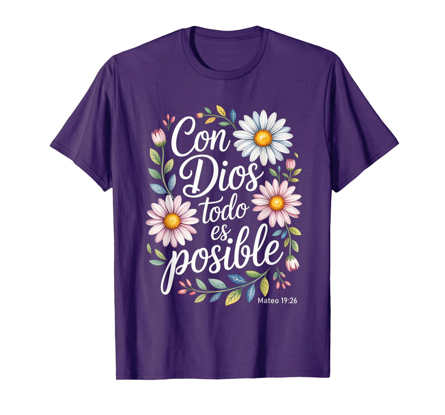 Con Dios Todo ES Posible Shirt Christian Spanish for Womens T-Shirt