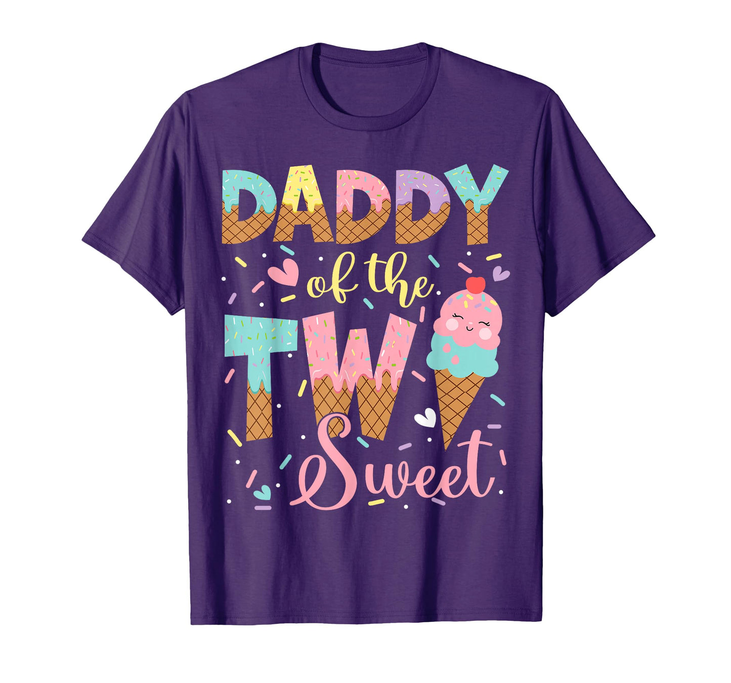 Daddy Of The Two Sweet 2Nd Birthday Girl Ice Cream T-Shirt