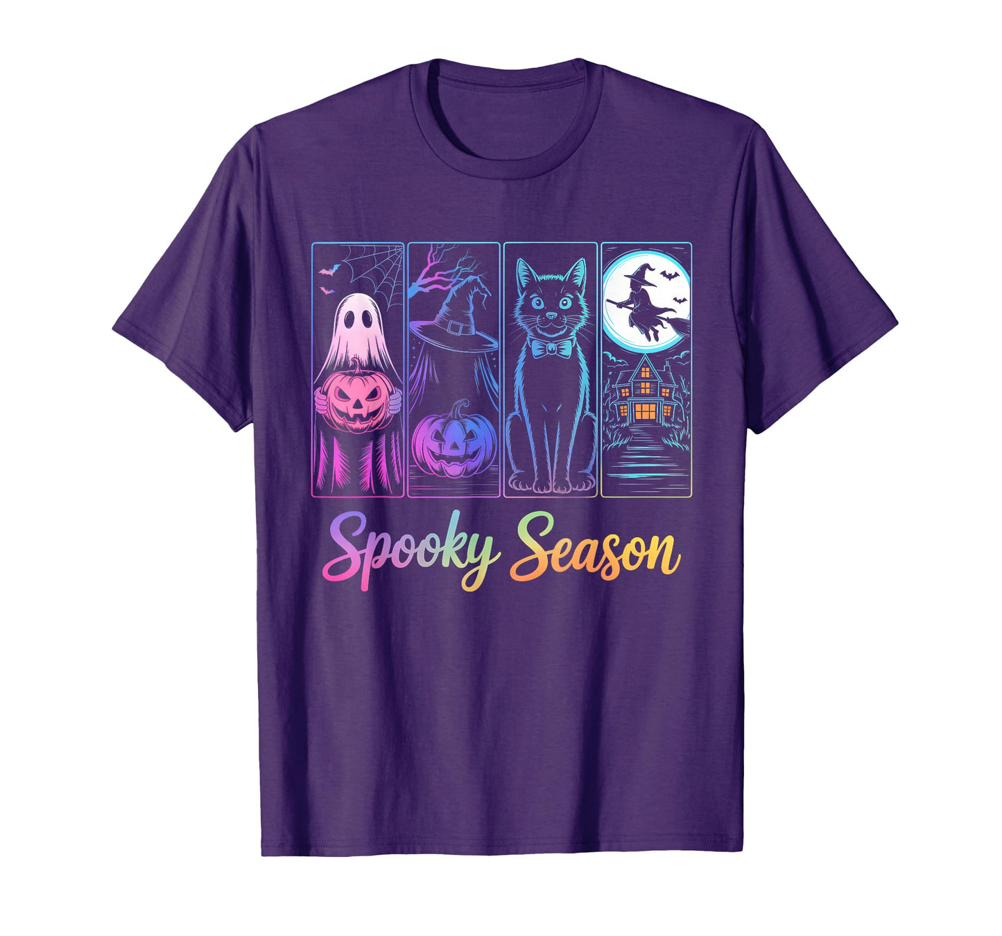 Spooky Season Black Cat Ghost Pumpkin Halloween Costume T-Shirt