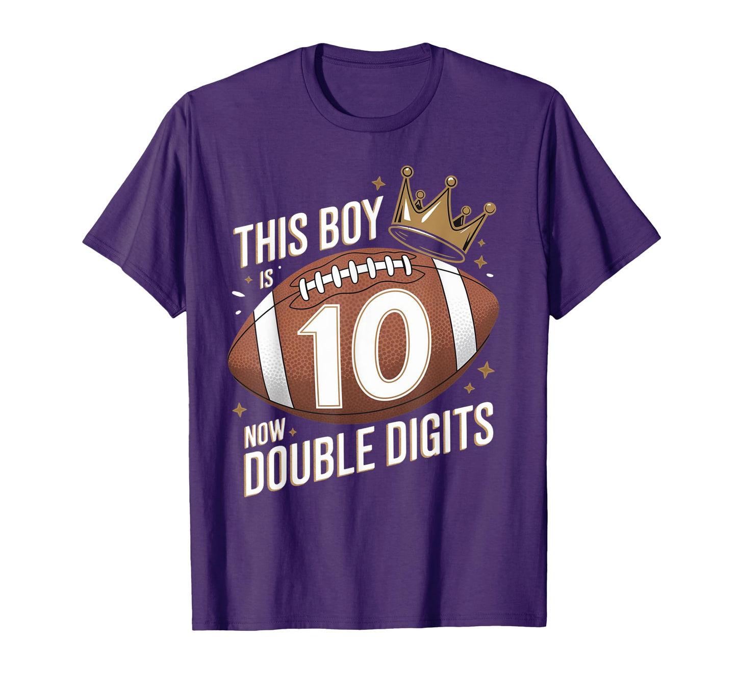 This Boy Is Now Double Digits 10th Birthday Kids Football 10 T-Shirt