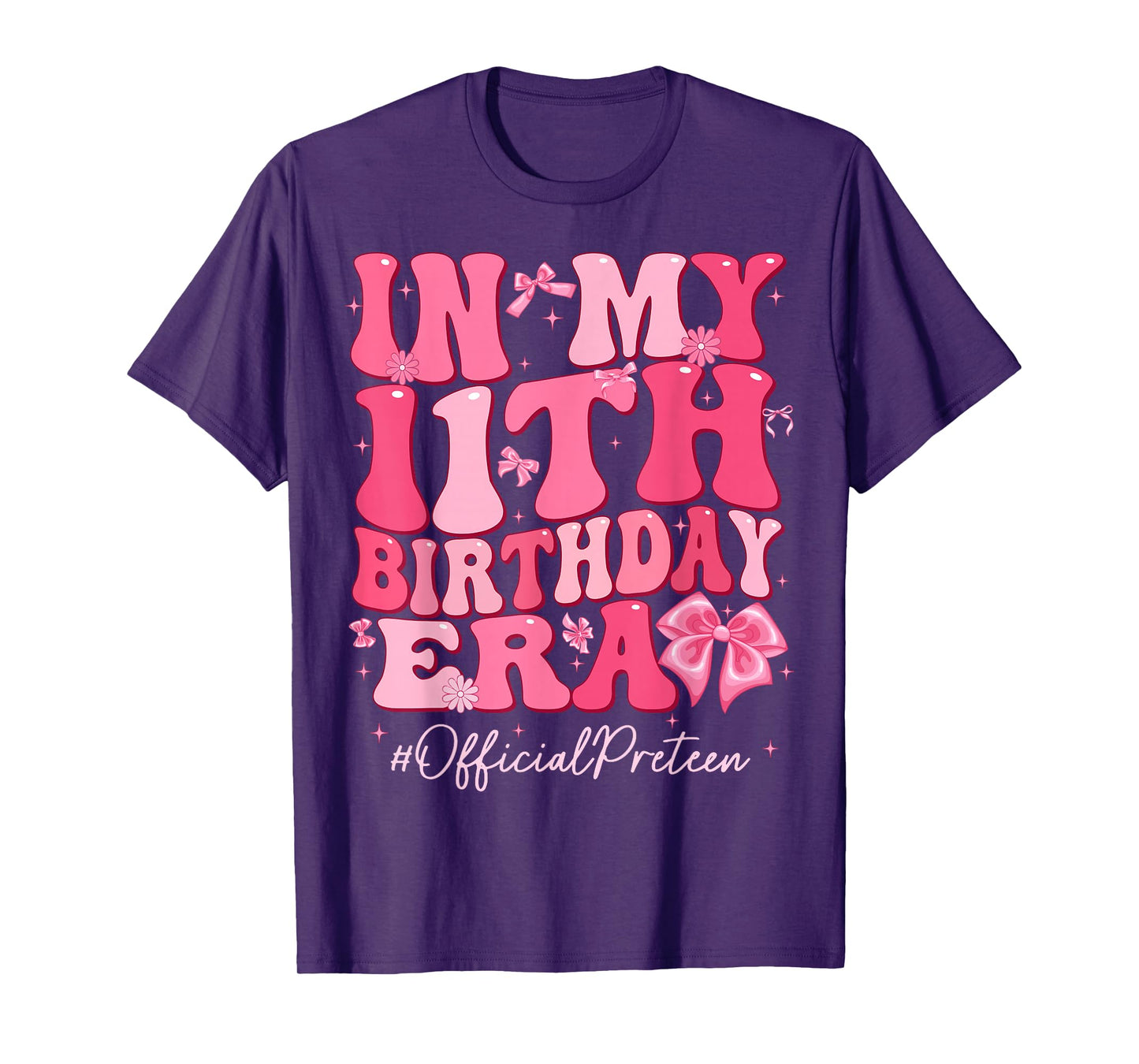 Groovy In My 11th Birthday Era Coquette Bow Birthday Girl T-Shirt