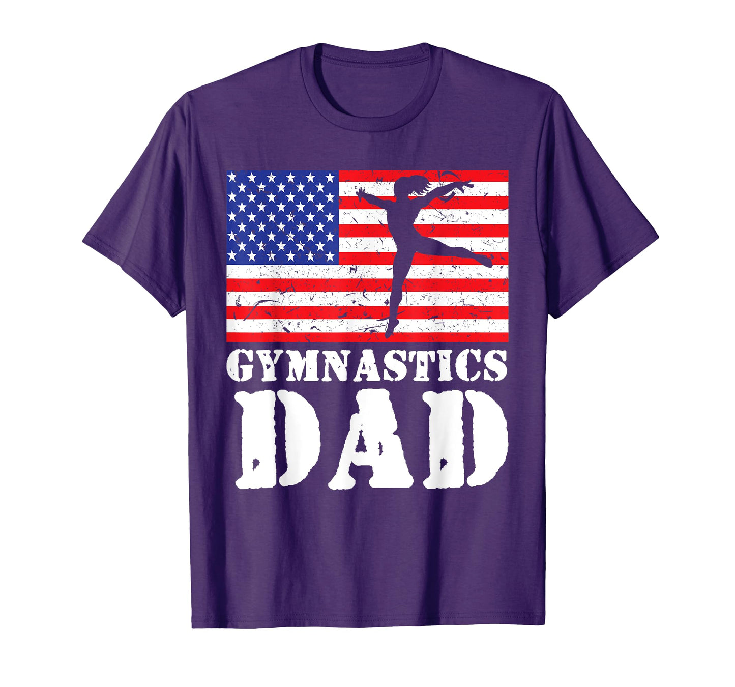 USA American Distressed Flag Gymnastics Dad Men Gift For Him T-Shirt