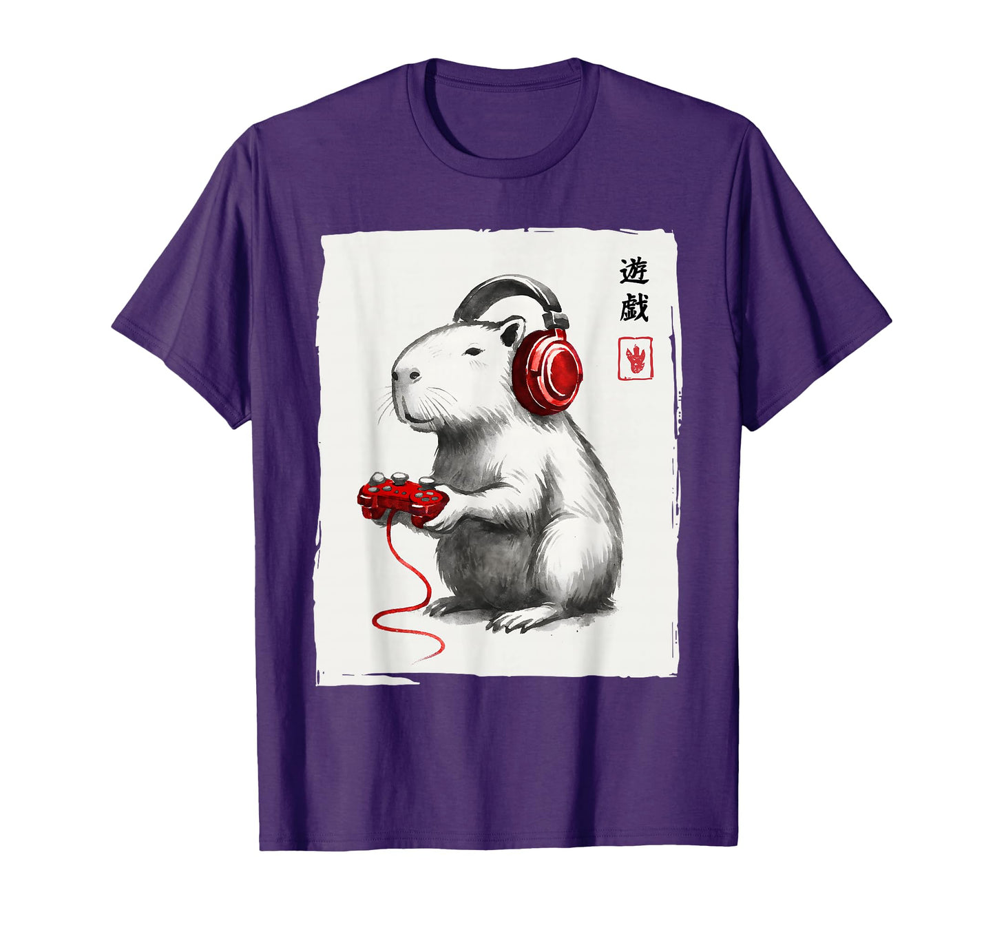Gamer Japanese Art Men Women Teens Kids Funny Capybara T-Shirt