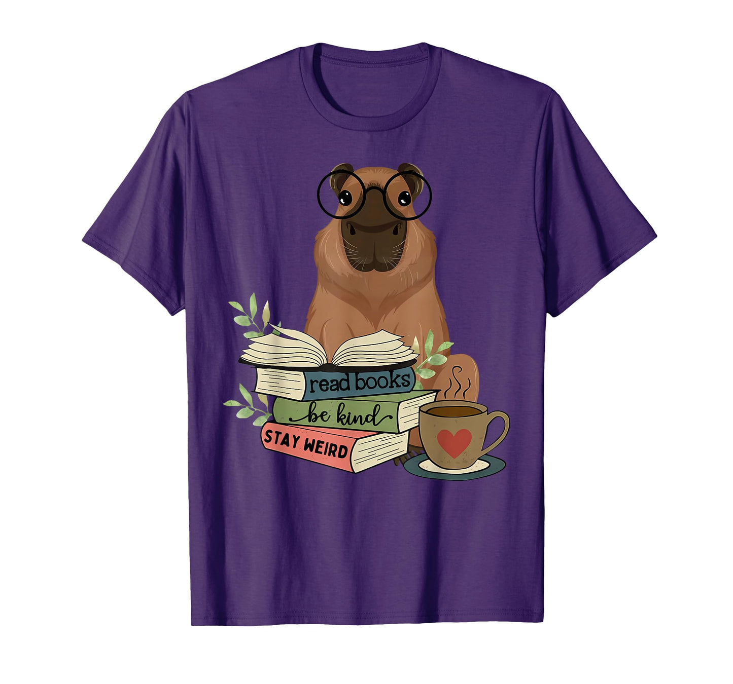 Capybara Glasses Reading Books Capybara Nerd Bookworm T-Shirt