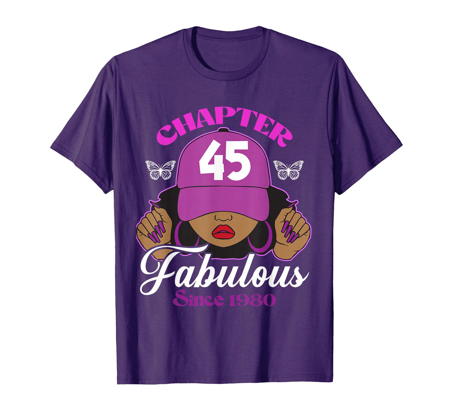 Chapter 45 Fabulous Since 1980 45th Birthday Black Women T-Shirt