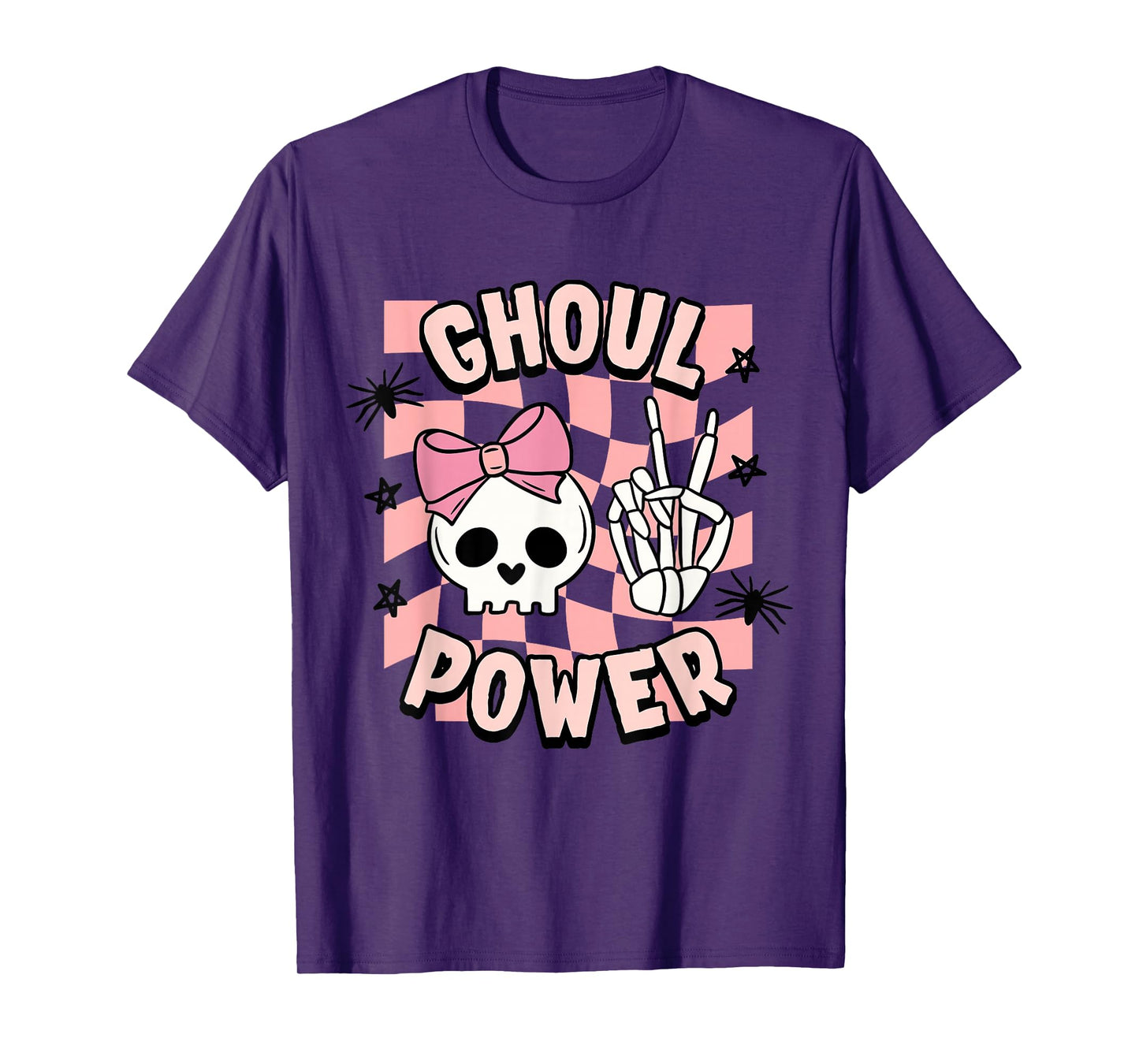 Cute Halloween Funny Girl Ghoul Power Pink Skull T-Shirt