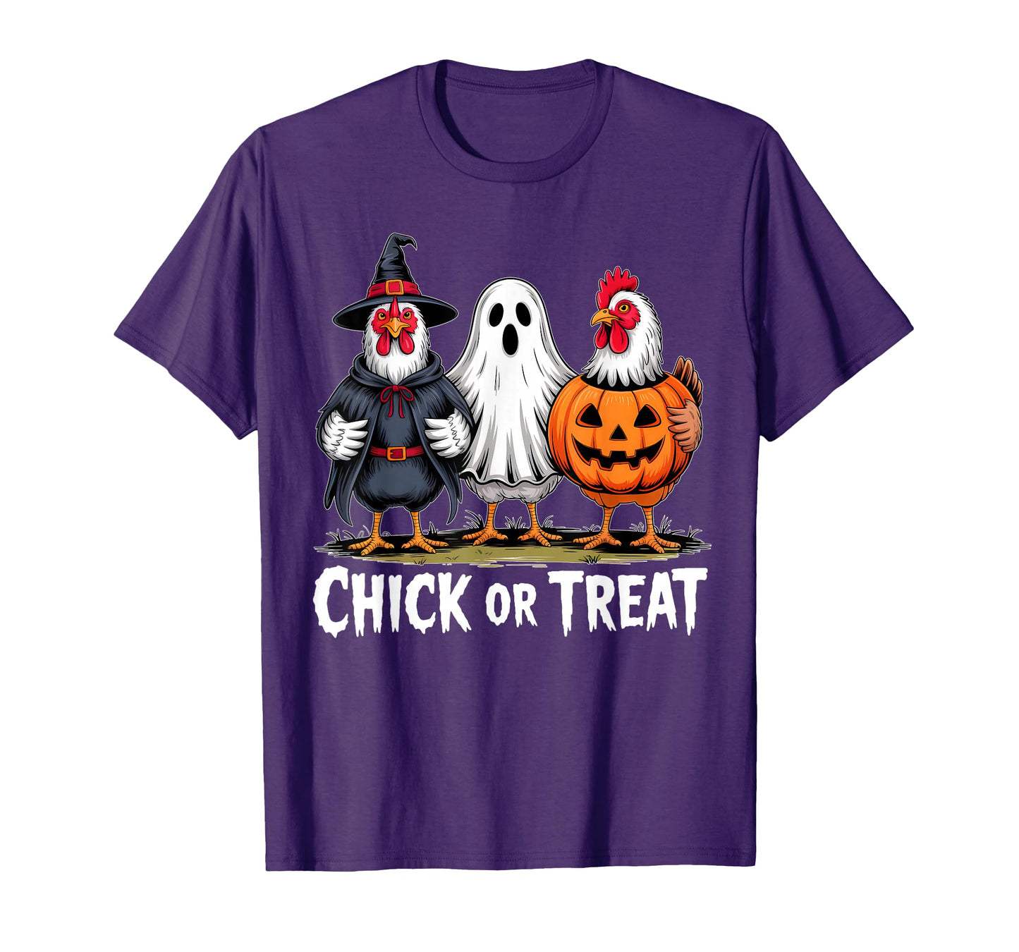 Chick Or Treat Spooky Witch Ghost Pumpkin Chicken Halloween T-Shirt