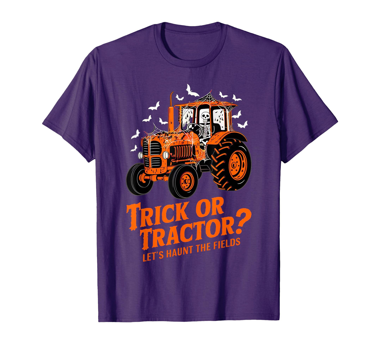 Funny Farmer Costume Halloween Spooky Skeleton Drive Tractor T-Shirt