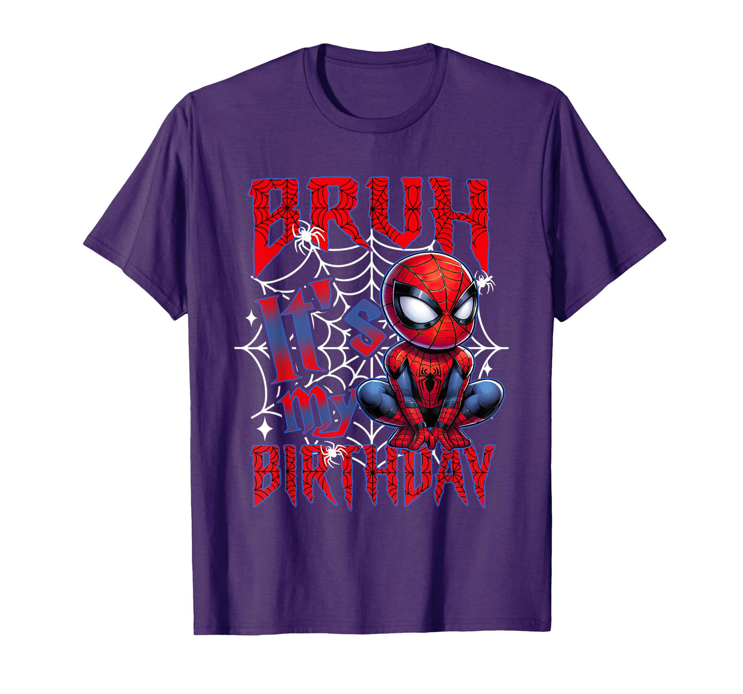 Bruh It's My Birthday Funny Spider Birthday For Boys Kids T-Shirt