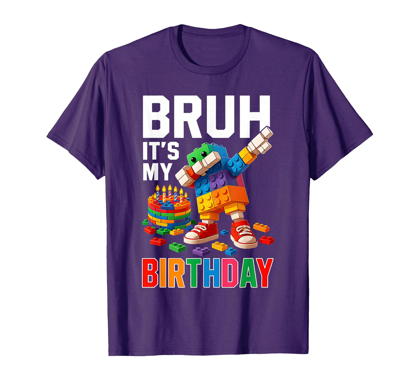 Bruh It's My Birthday Building Bricks Blocks Boys Kids T-Shirt