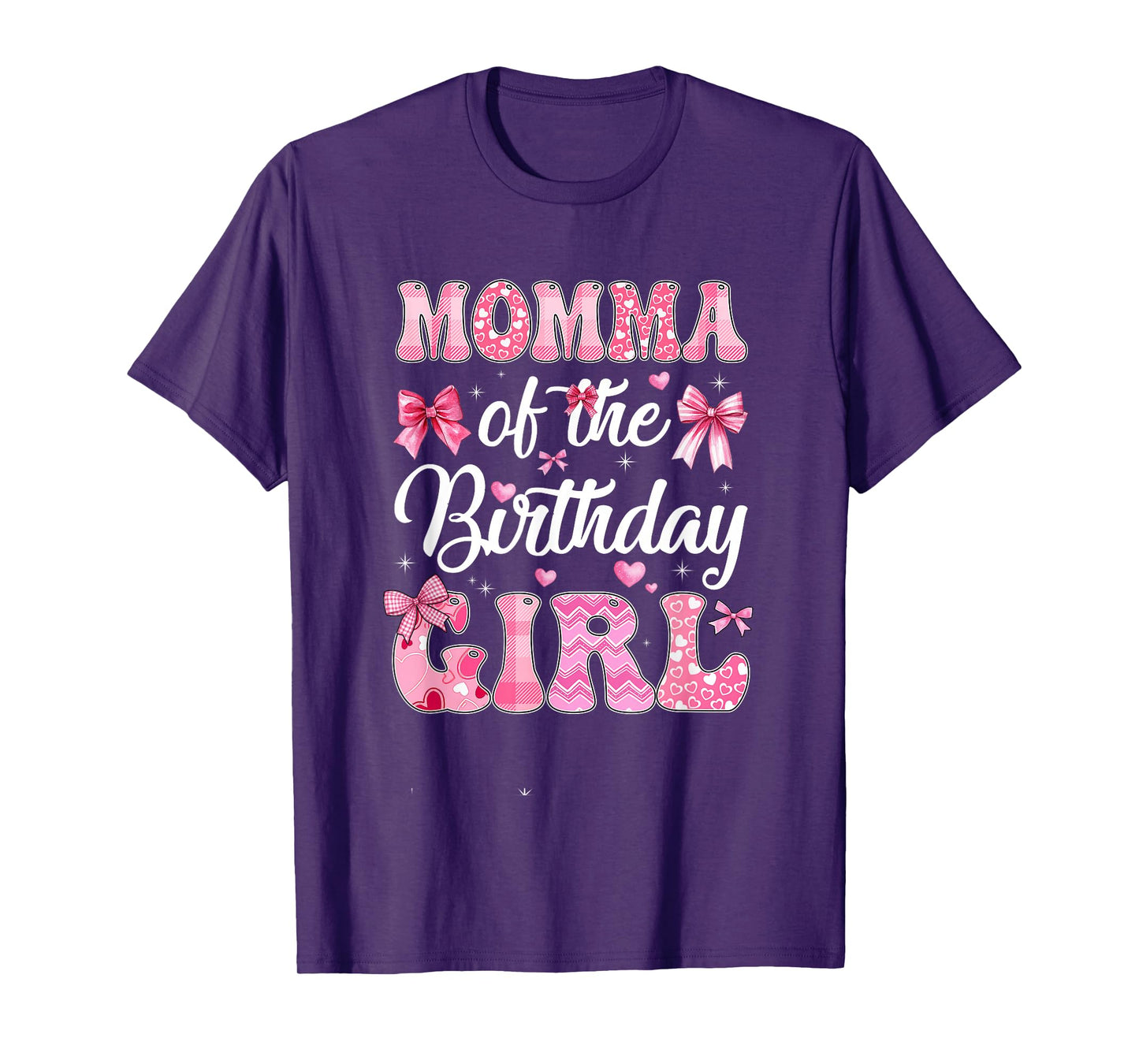 Momma Of The Birthday Girl Family Pink Coquette Bow T-Shirt
