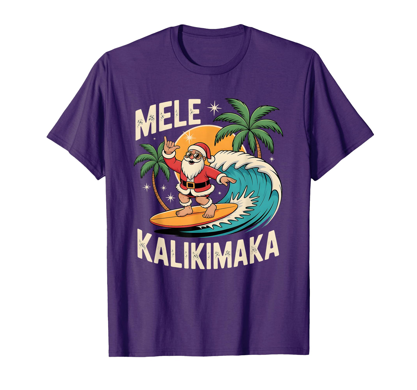 Mele Kalikimaka Hawaii Christmas Shirt Surfing Santa Tee T-Shirt
