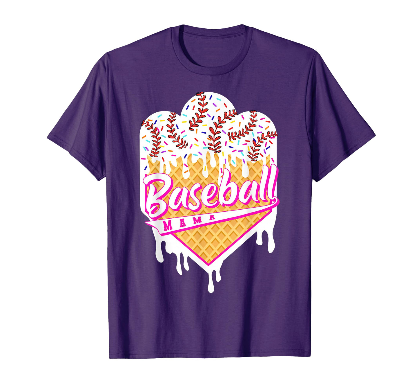 Baseball Ice Cream Drip Mom Sweet Baseball Mama Game Day T-Shirt