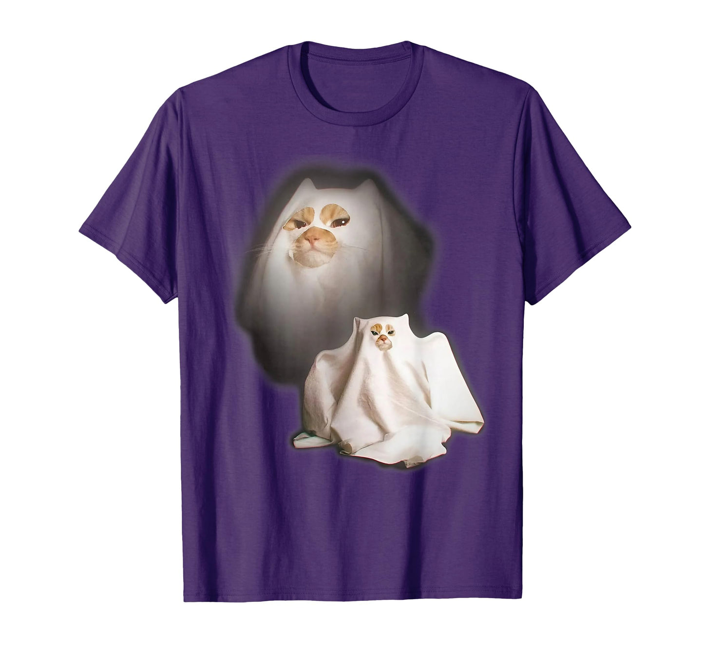 Ghost Cat Meme Funny Halloween Men Women Kids T-Shirt