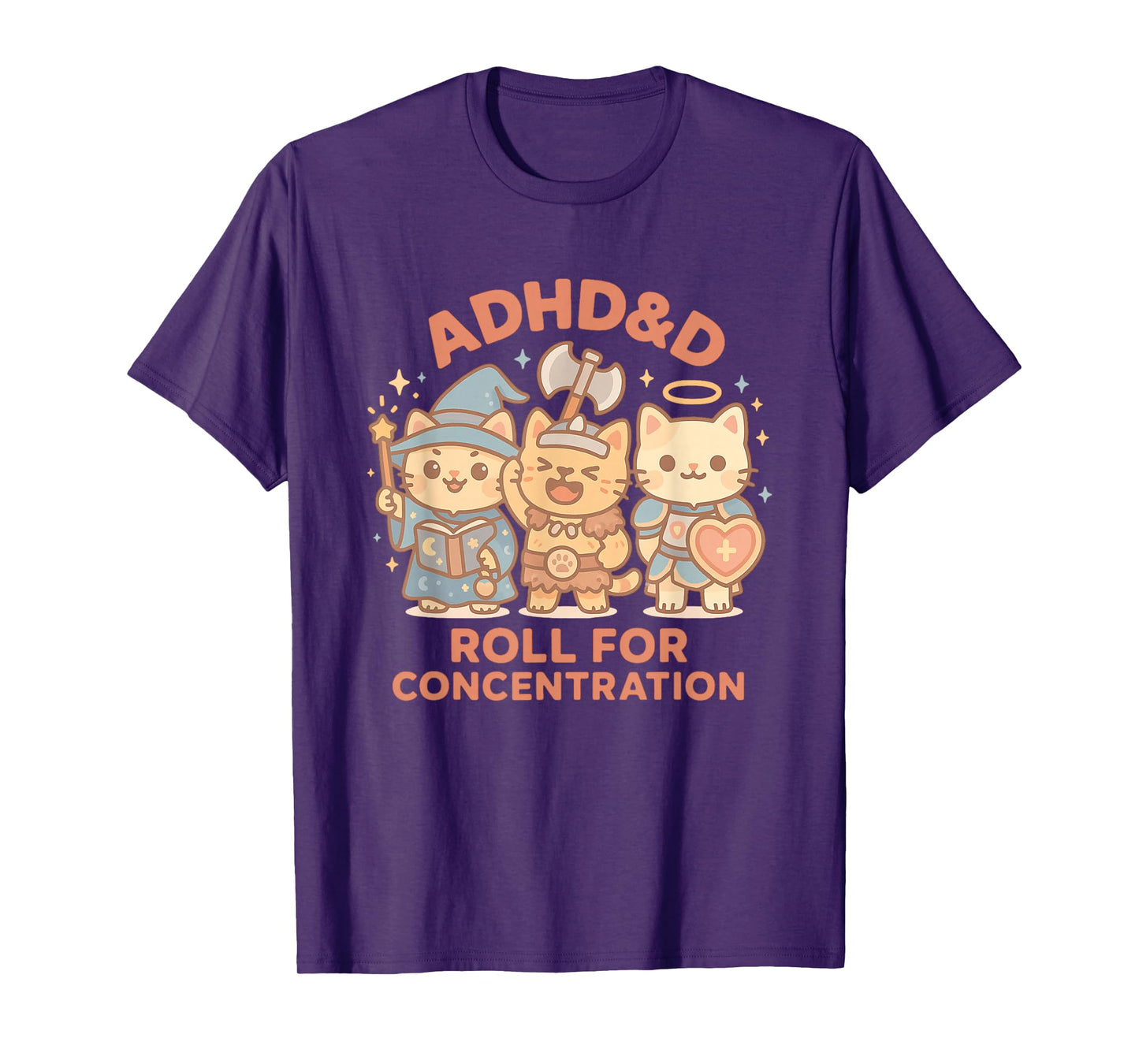 RPG Gamer ADHD&D Roll for Concentration Geek Cat Men Women T-Shirt