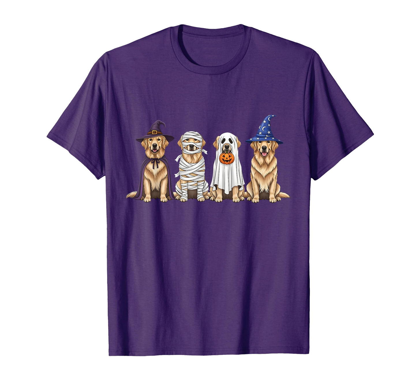 Golden Retriever Dog Witch Mummy Ghost Boo Costume Halloween T-Shirt