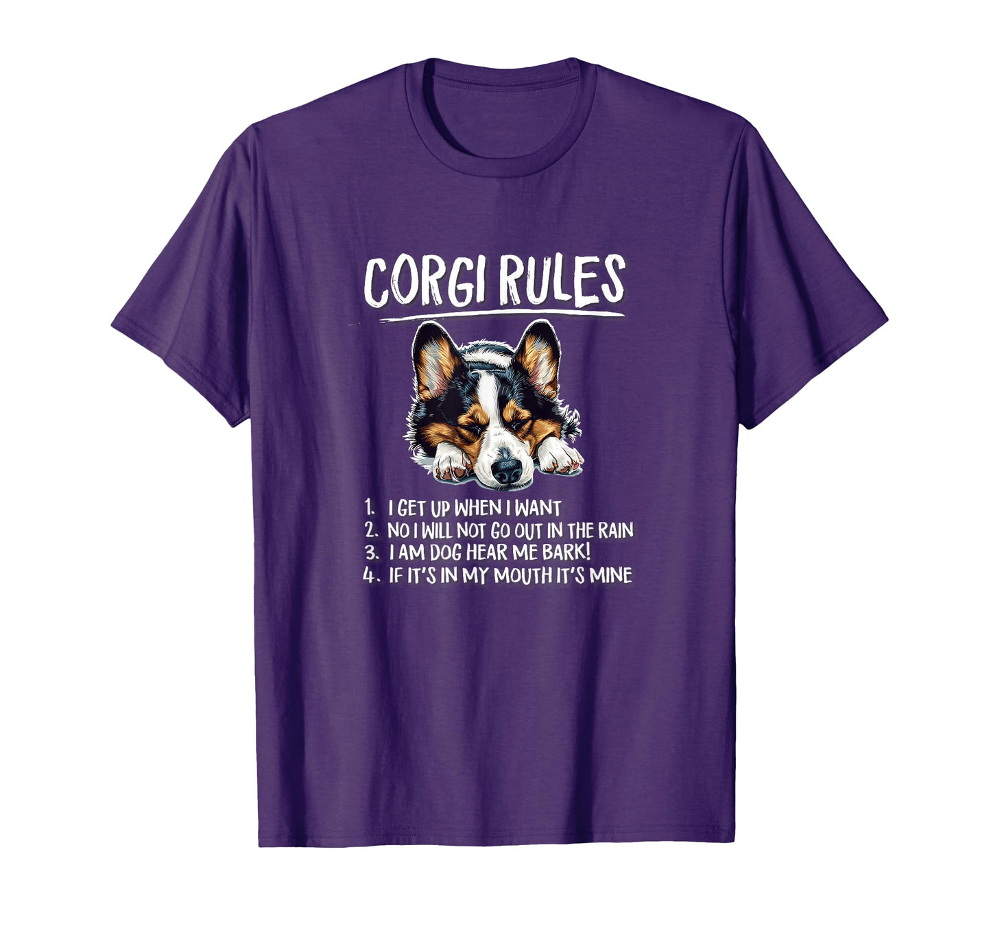 Funny Rules Napping Black Pembroke Tricolor Corgi Lover T-Shirt