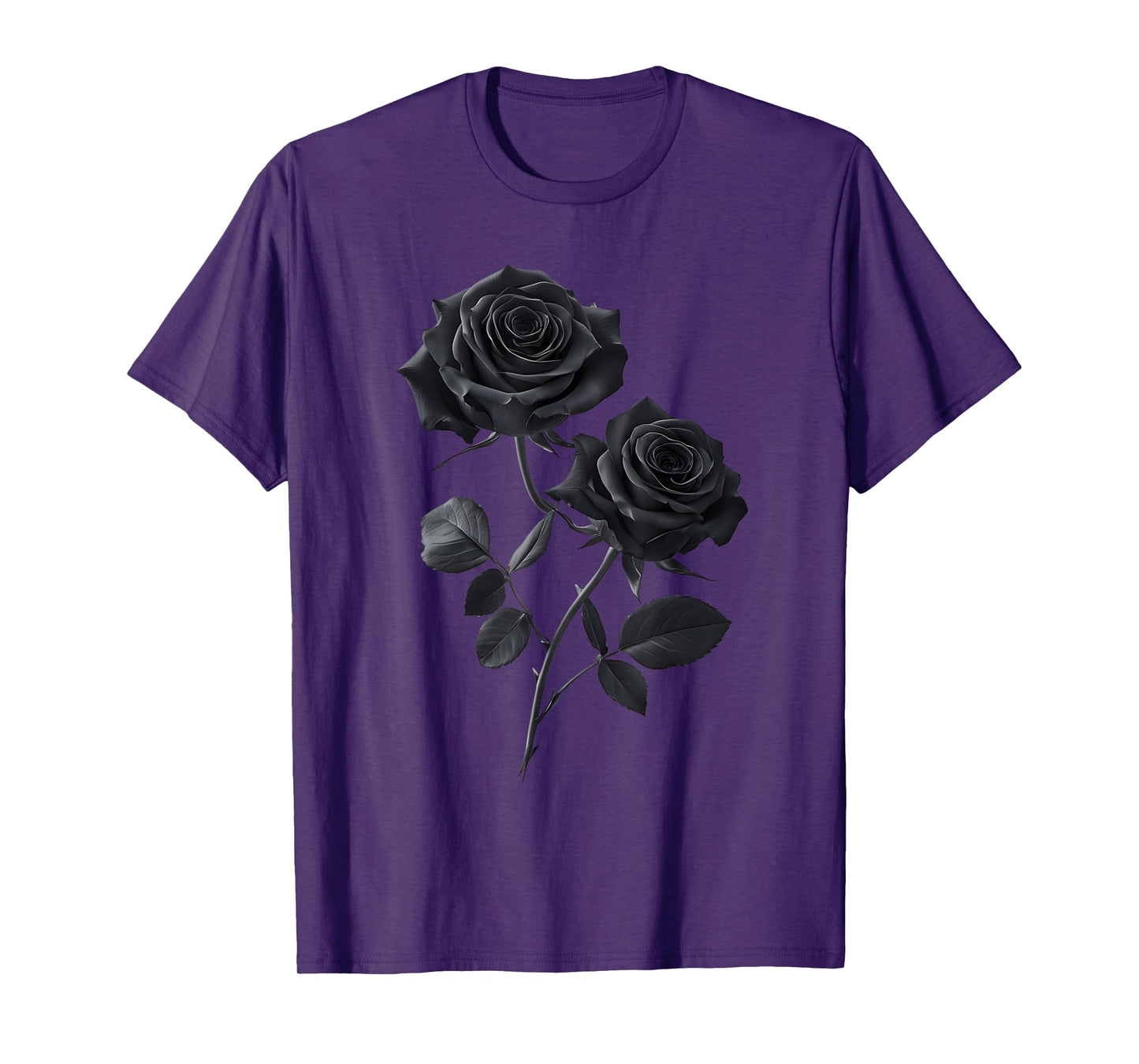 Beautiful Black Roses Flower Couple T-Shirt