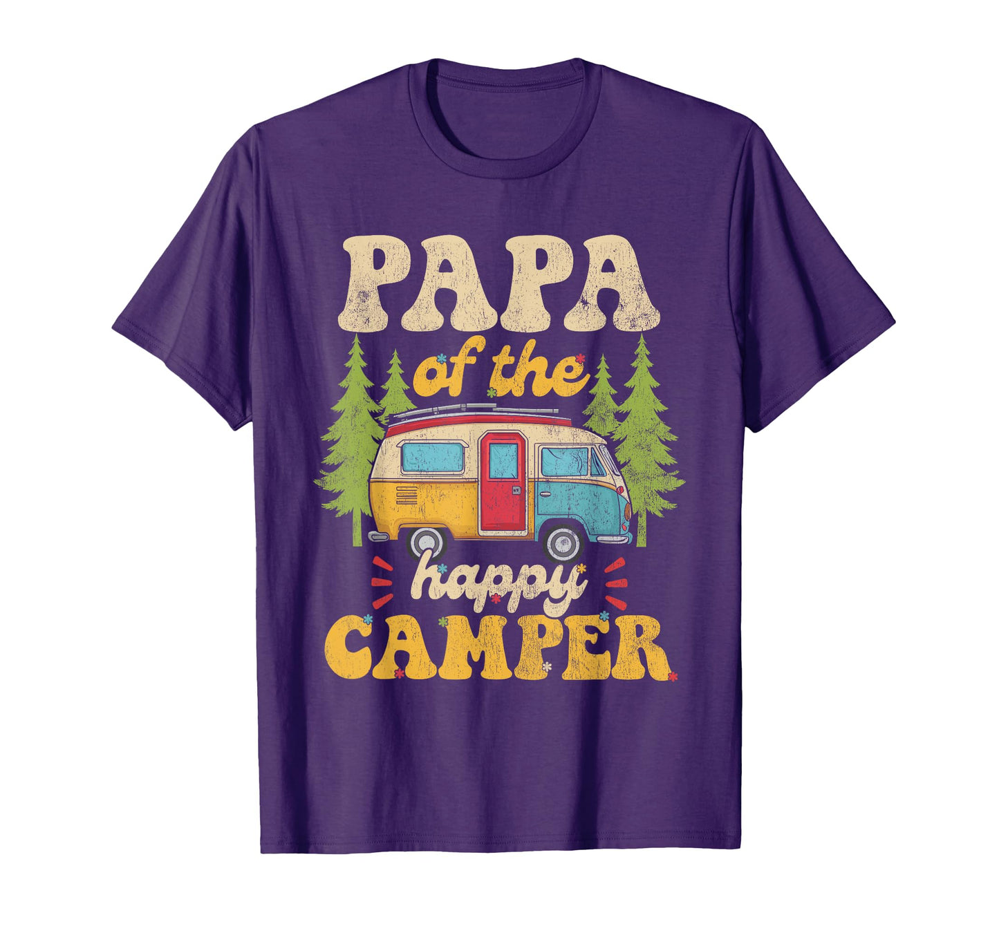 Papa of Happy Camper 1st Birthday Party Retro Papa T-Shirt