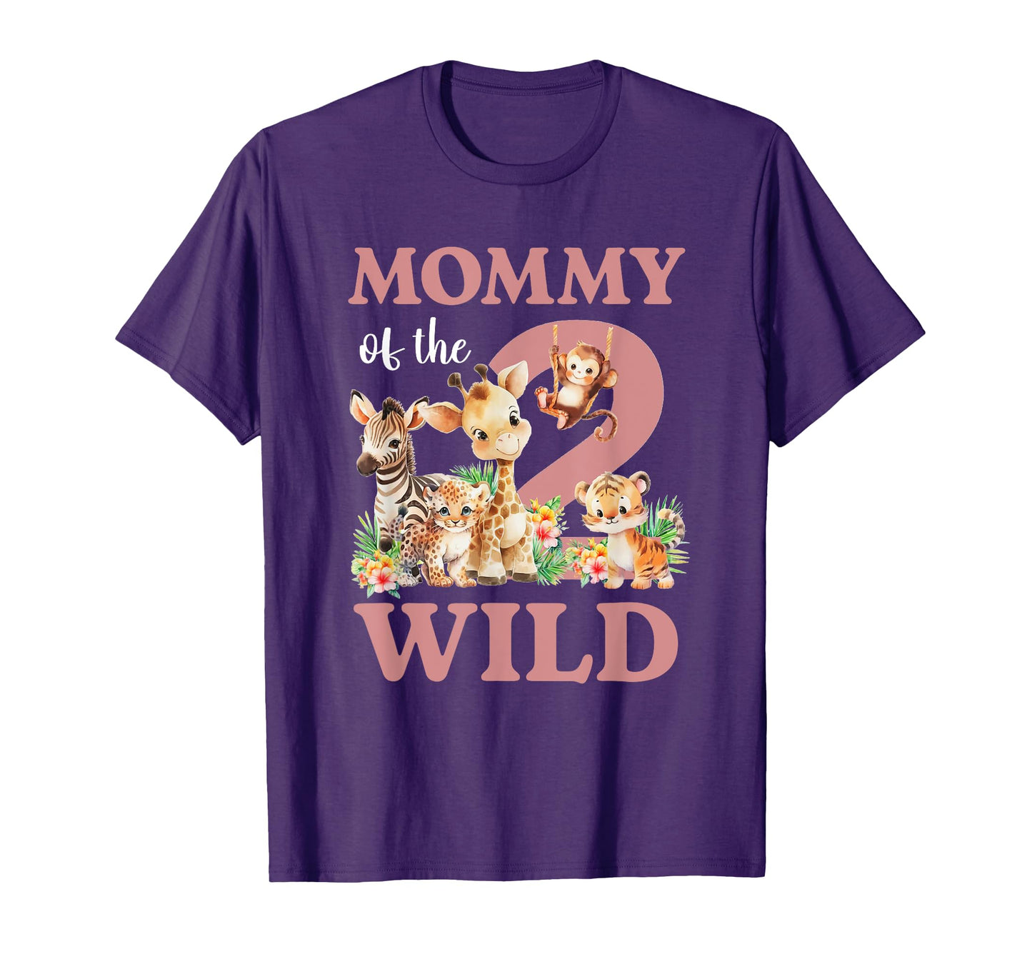 Mommy Of The Two Wild Zoo 2nd Birthday Safari Jungle Animal T-Shirt
