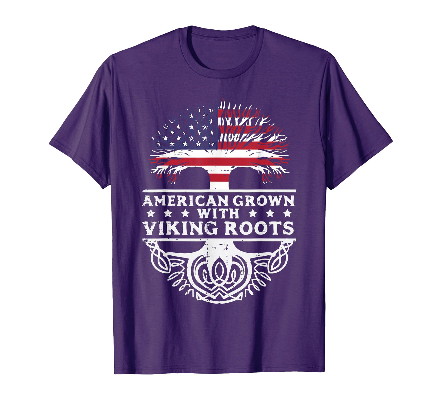 American Grown With Viking Roots US Flag Tree Men Women Kids T-Shirt