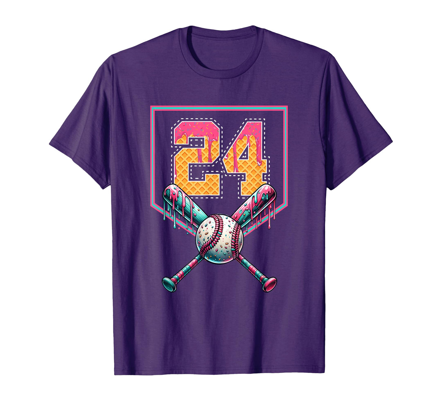 Baseball Drip Number 24 Player Or 24th Birthday T-Shirt