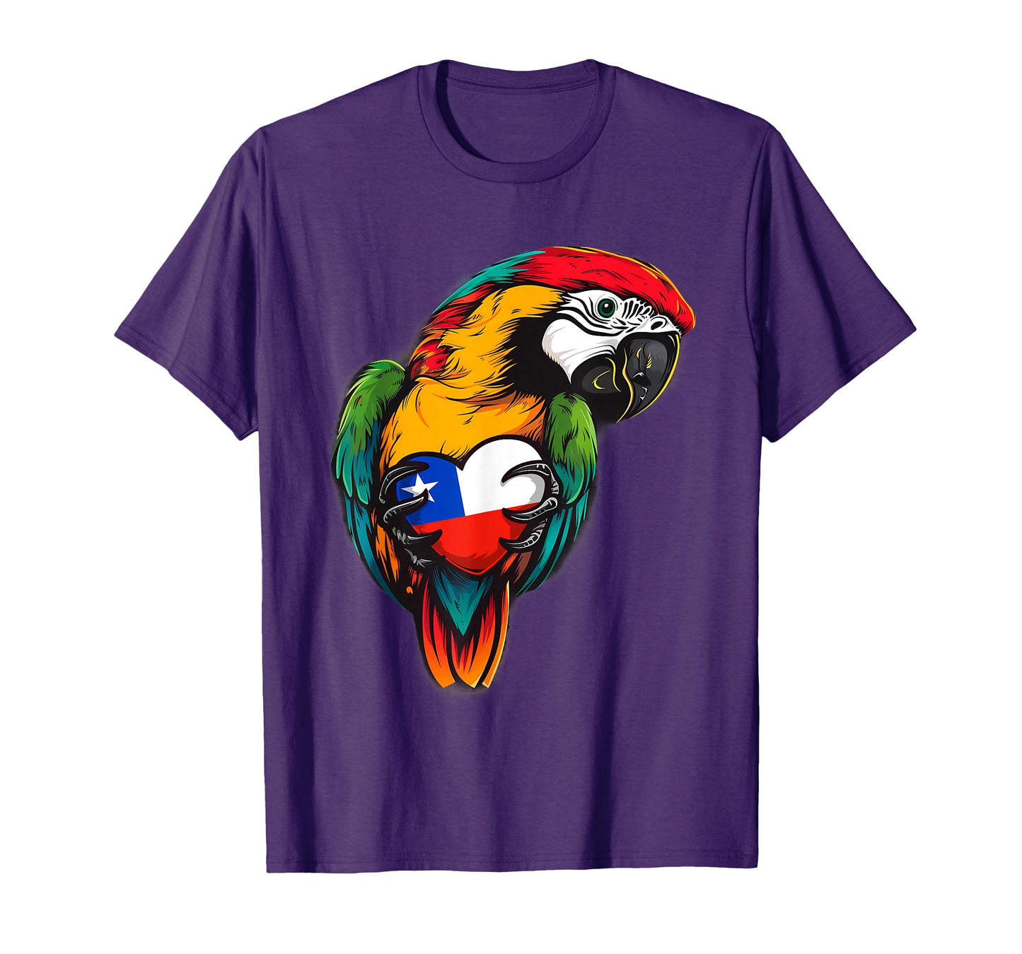 Chile Flag Heart Parrot Chilean Pride Chilean Roots T-Shirt