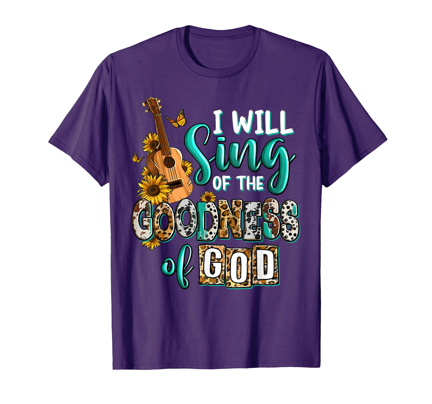 Christian Floral Guitar I Will Sing Of The Goodness Of God T-Shirt