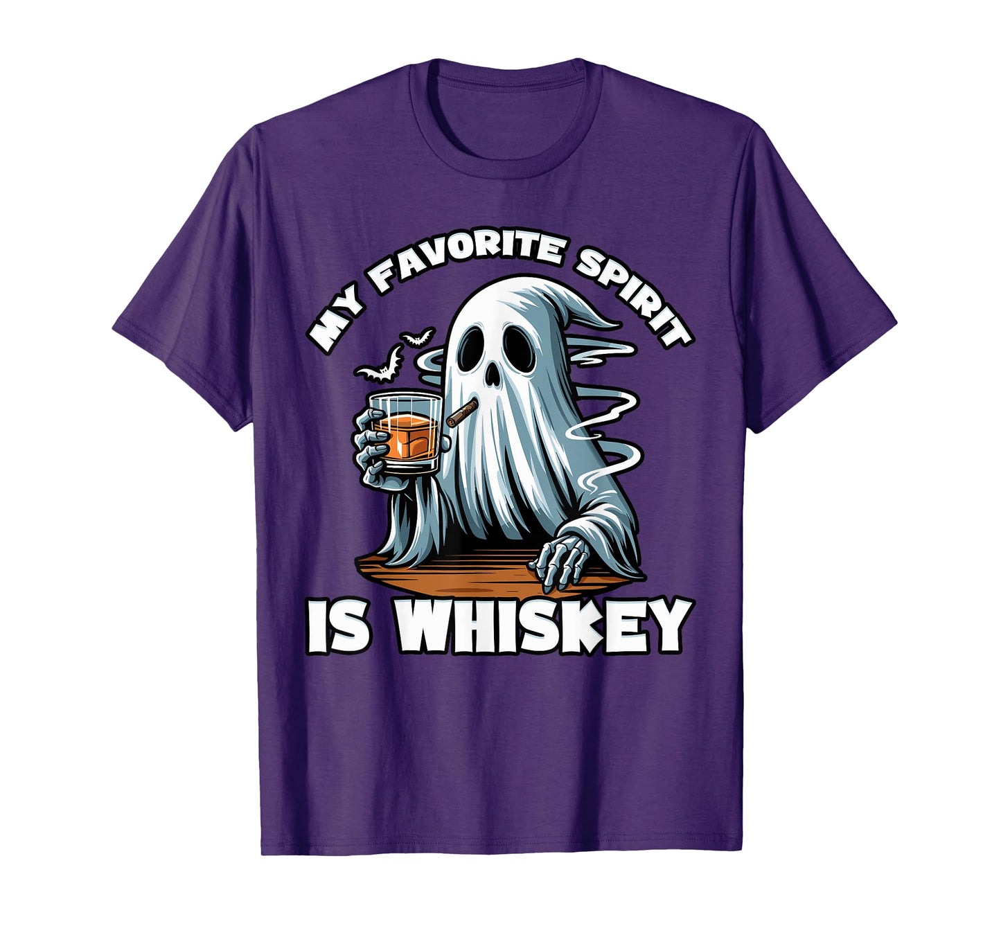 My Favorite Spirit is Whiskey | Funny Ghost Drinking Whiskey T-Shirt