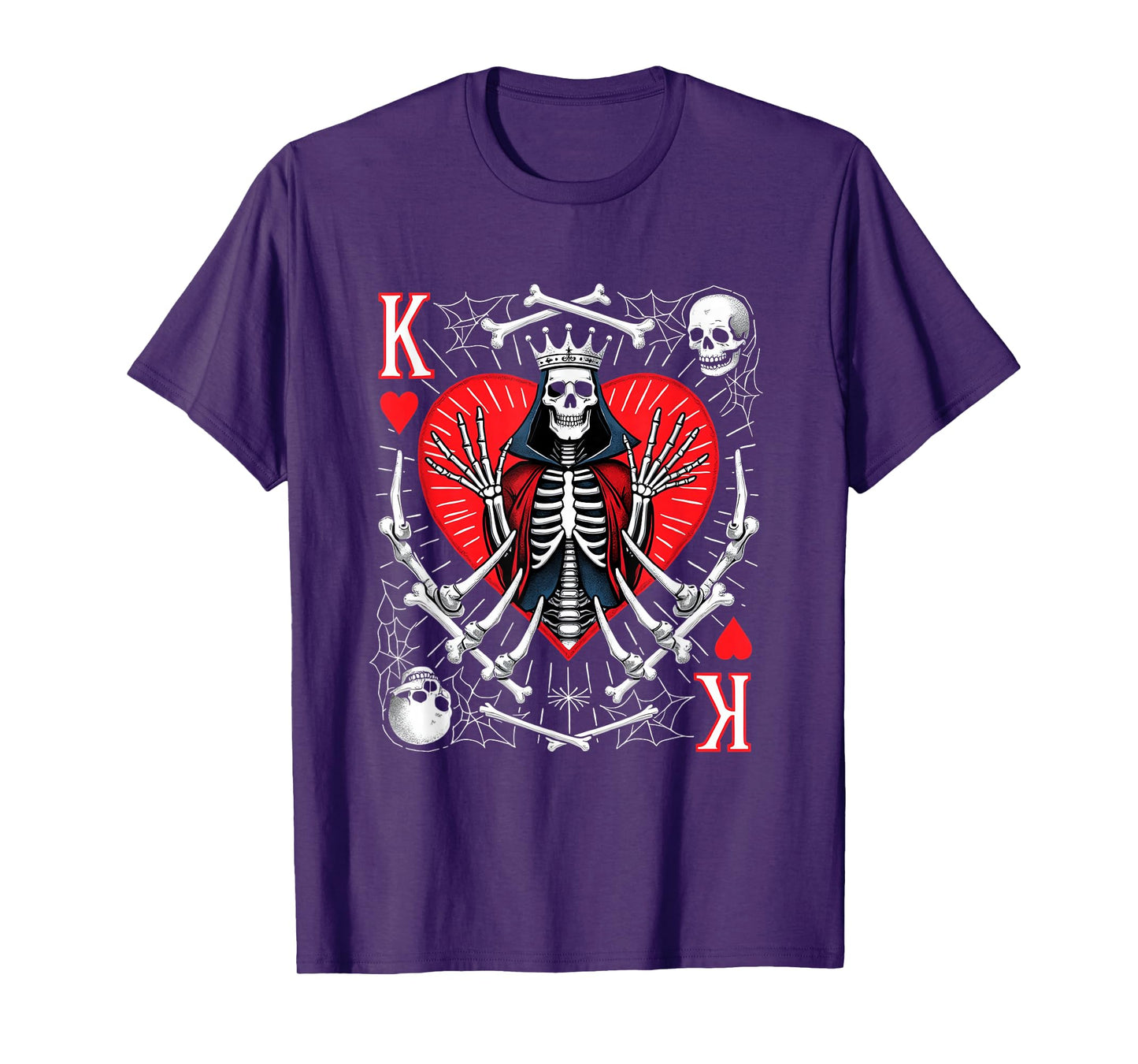 Creepy Skeleton King of Hearts Halloween Playing Card Poker T-Shirt