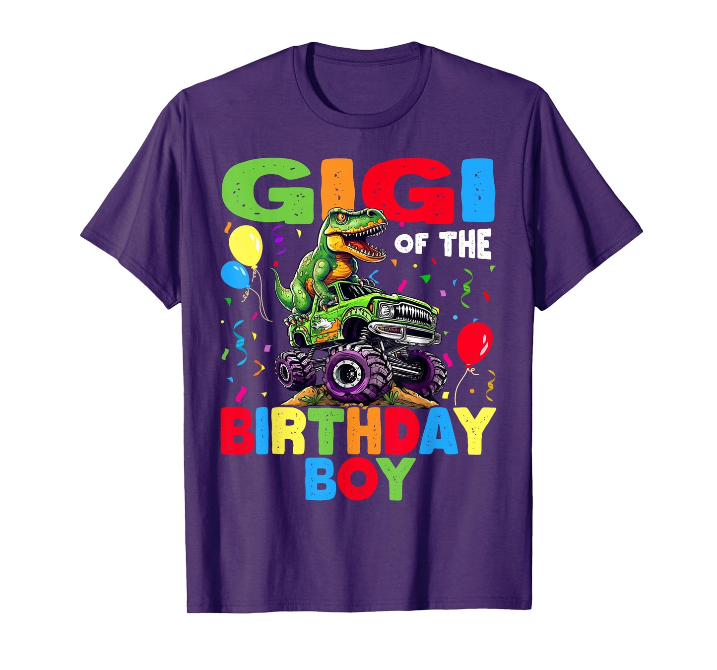 Gigi Of The Birthday Boy Dinosaur T-Rex Monster Truck T-Shirt