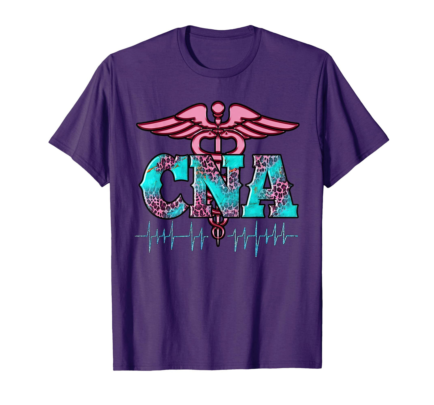 Pink And Blue Leopard CNA Nurse Christmas Pajamas For Team T-Shirt