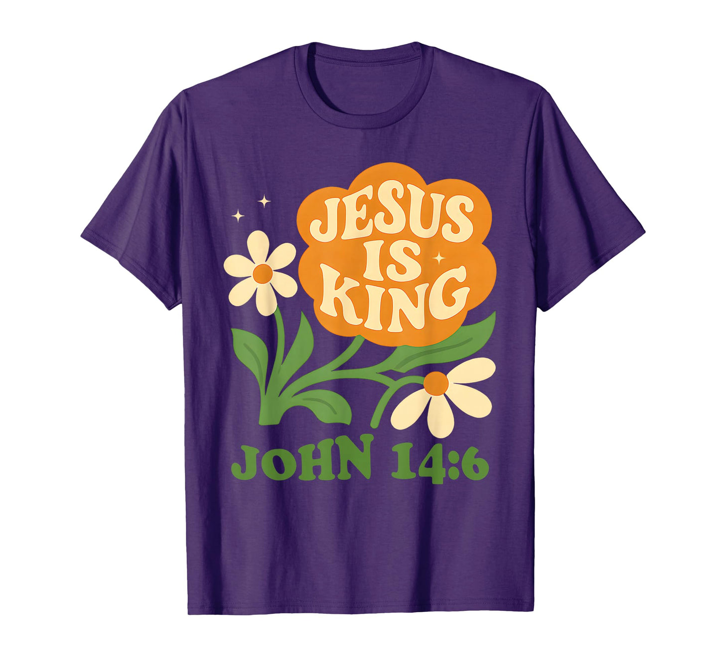 Boho Christian Flower Jesus is King John 14 6 Bible Verse T-Shirt