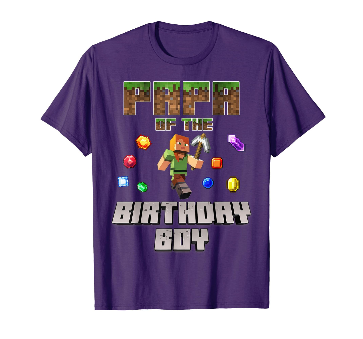 Papa Of The Birthday Boy Video Gamer Pixel Number T-Shirt